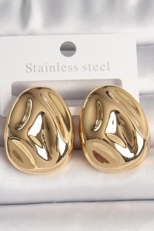 Pirinç Gold Renk İşlemeli Damla Model Kadın Küpe - TJ-BKP10146 - Image 1