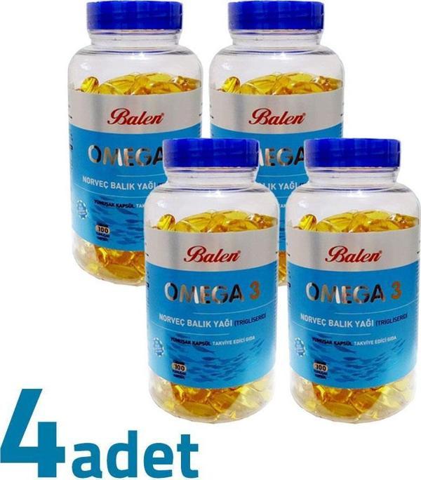 Balen Omega 3 Norveç Balık Yağı (Trigliserid) 1380MG x 100 Yumuşak Kapsül x 4 Kutu - Image 1