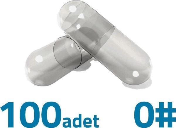 Orta Boy Şeffaf Boş İlaç Kapsülü 0'' 100 Adet-600mg Helal Sertifikalı - Image 1