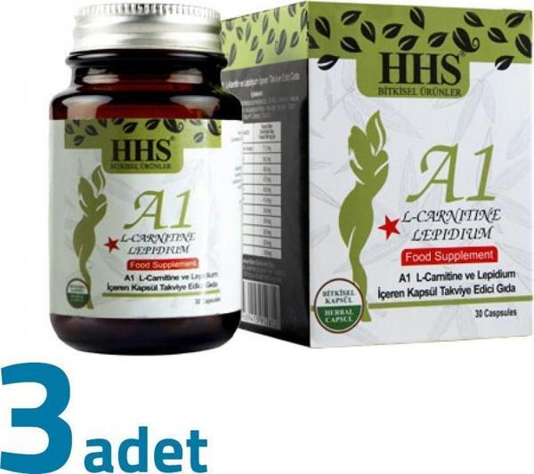 HHS A1 L-Carnitine Lepidium A+1 Bitkisel 30 Kapsül X 3 Adet Kutu - Image 1