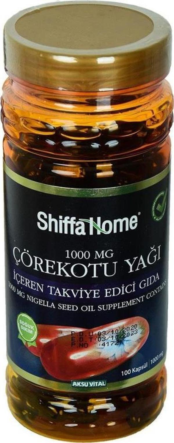 Aksuvital Shiffa Home Çörekotu Yağı Soğuk Sıkım 1000Mg 100Kapsül - Image 1