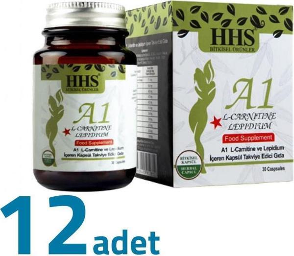 HHS A1 L-Carnitine Lepidium A+1 Bitkisel 30 Kapsül X 12Adet Kutu - Image 1