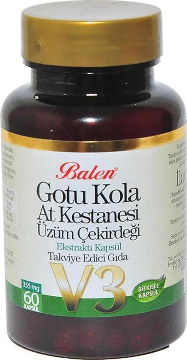 Balen V3 Gotu Kola At Kestanesi Üzüm Çekirdeği 355mg 60 Kapsül - Image 1