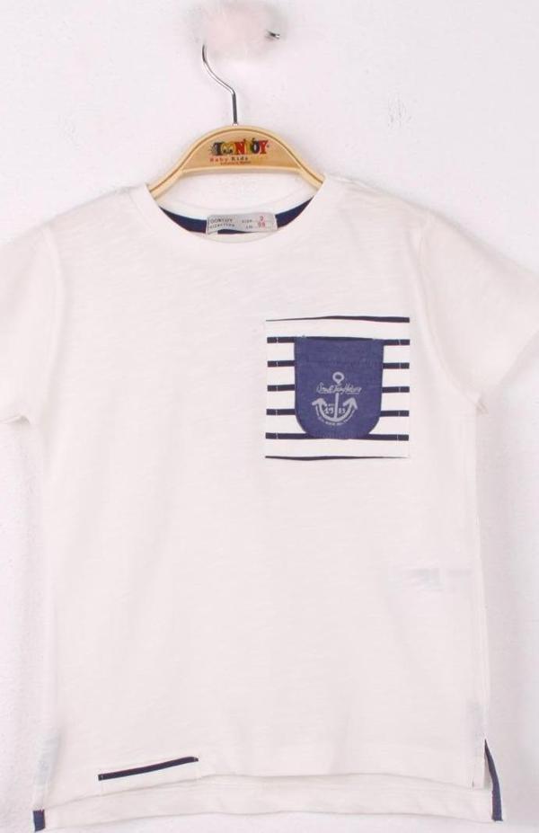 Toontoy Erkek Çocuk Cep Üstü Çapa Nakışlı T-Shirt - Image 1