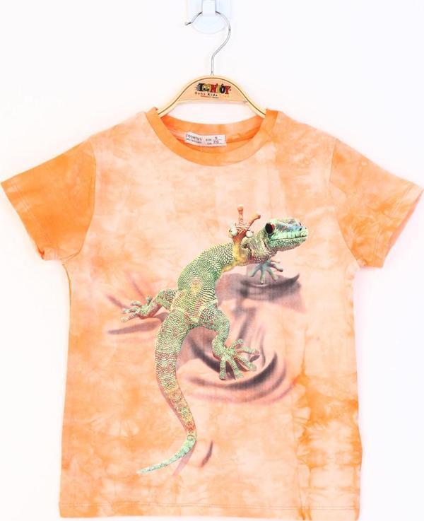 Toontoy Erkek Çocuk Batik Desenli Kertenkele Baskılı Tişört - Image 1