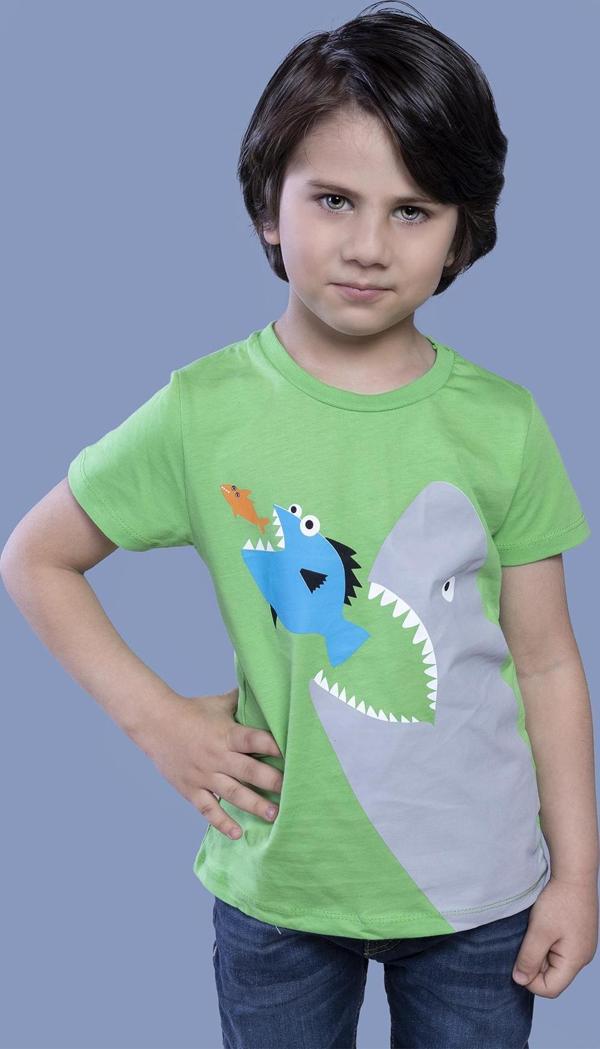Toontoy Erkek Çocuk Köpek Balığı Baskılı Tişört - Image 1