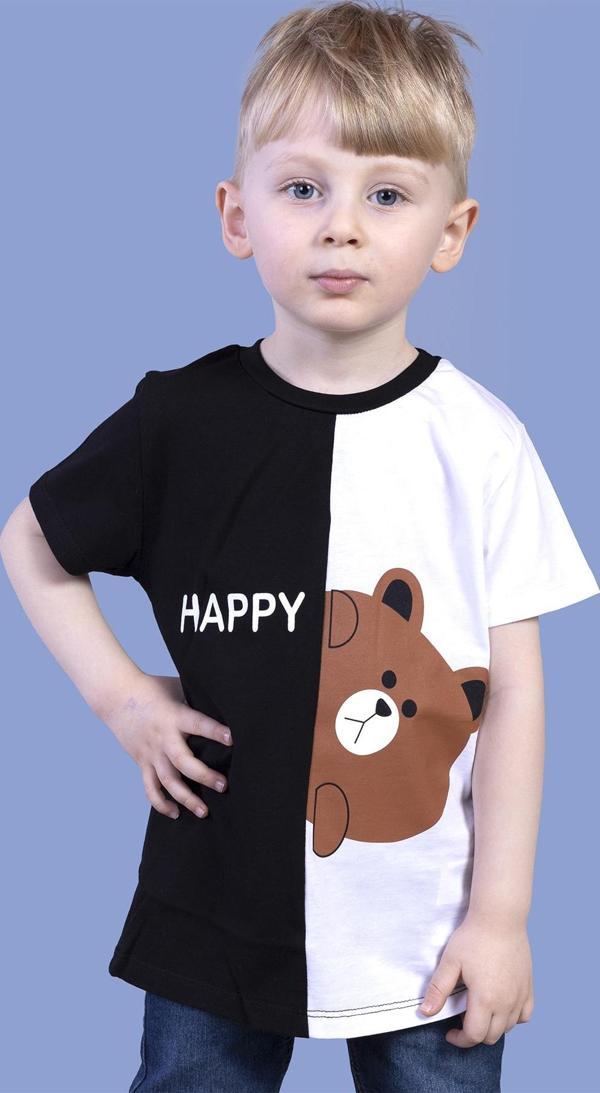 Toontoy Erkek Çocuk İki Renkli Ayıcık Baskılı Tişört - Image 1