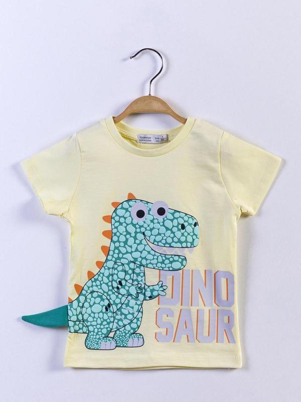 Toontoy Erkek Çocuk Kabartmalı Dinazor Baskılı Tişört - Image 1