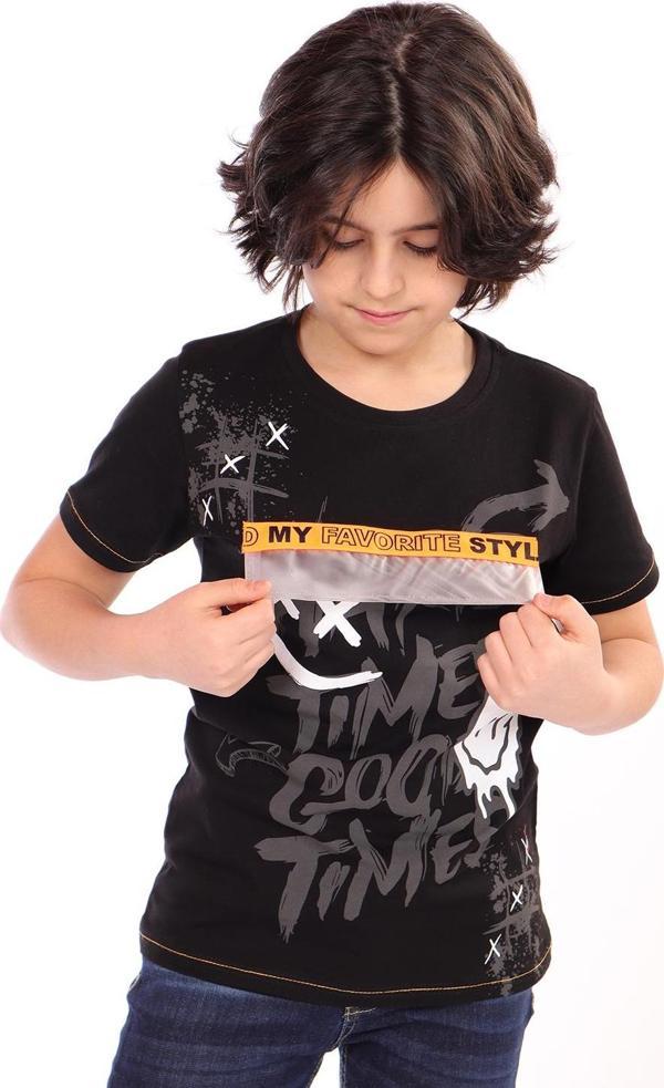 Toontoy Erkek Çocuk Önü Süs Cepli Yazı Baskılı Tişört - Image 1