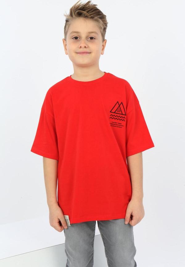 Toontoy Erkek Çocuk Göğsü Üçgen Nakışlı Tişört - Image 1