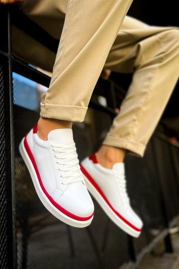 CH979 Santoni GBT Spor Erkek Ayakkabı BEYAZ/KIRMIZI - Image 1