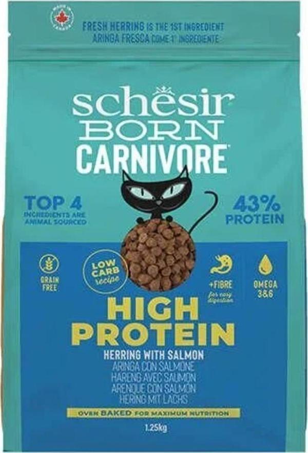 Schesir Born Carnivore Somonlu ve Ringa Balıklı Yetişkin Kedi Maması 1,25kg - Image 1