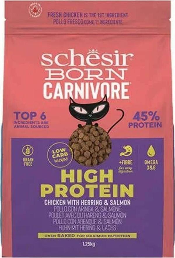 Schesir Born Carnivore Somon Ringa Balıklı ve Tavuklu Yetişkin Kedi Maması 1,25kg - Image 1