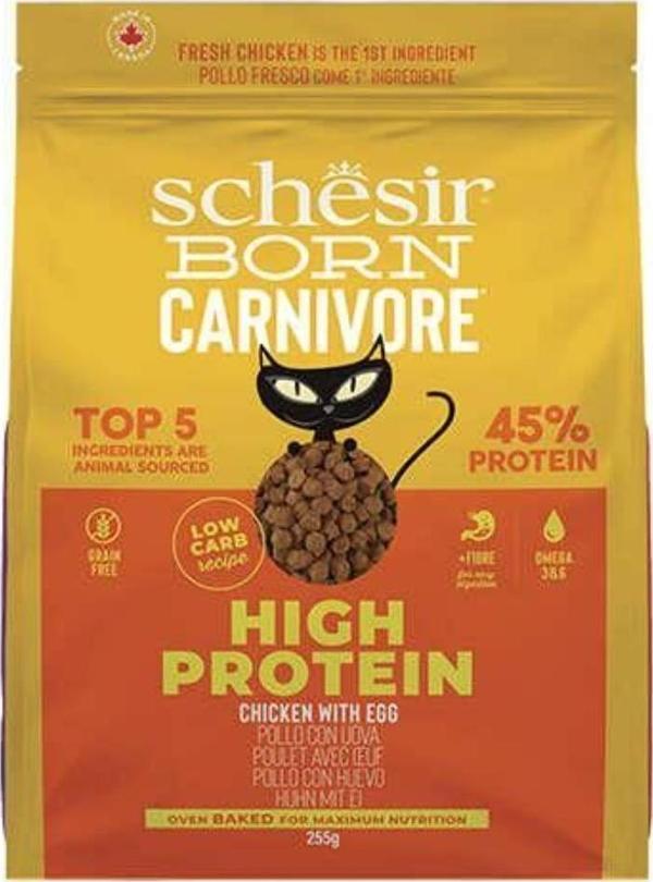 Schesir Born Carnivore Tavuk ve Yumurtalı Yetişkin Kedi Maması 255gr - Image 1