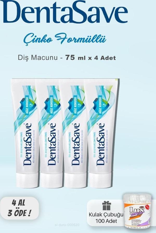 Dentas Save 4 AL 3 ÖDE Diş Macunu Çinko Formül 75 ml ve Kulak Çubuğu - Image 1