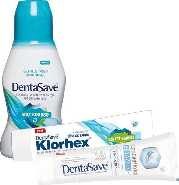 DentaSave Ağız Çalkalama Suyu Ağız Kokusu Çinko 300 ml, Diş Macunu Aşındırmayan Beyazlık ve Günlük Bakım 75 ml - Image 1