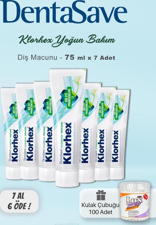 DentaSave Klorhex Diş Macunu 7 AL 6 ÖDE  75 ml ve Kulak Çubuğu, - Image 1
