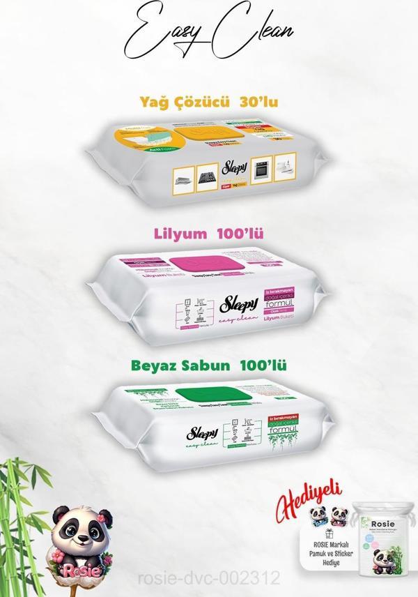 Beyaz Sabun ve Lilyum Katkılı Sleepy 100'lü, Kireç Sökücü 30'lu Temizlik Havlusu ve Rosie Hediye - Image 1