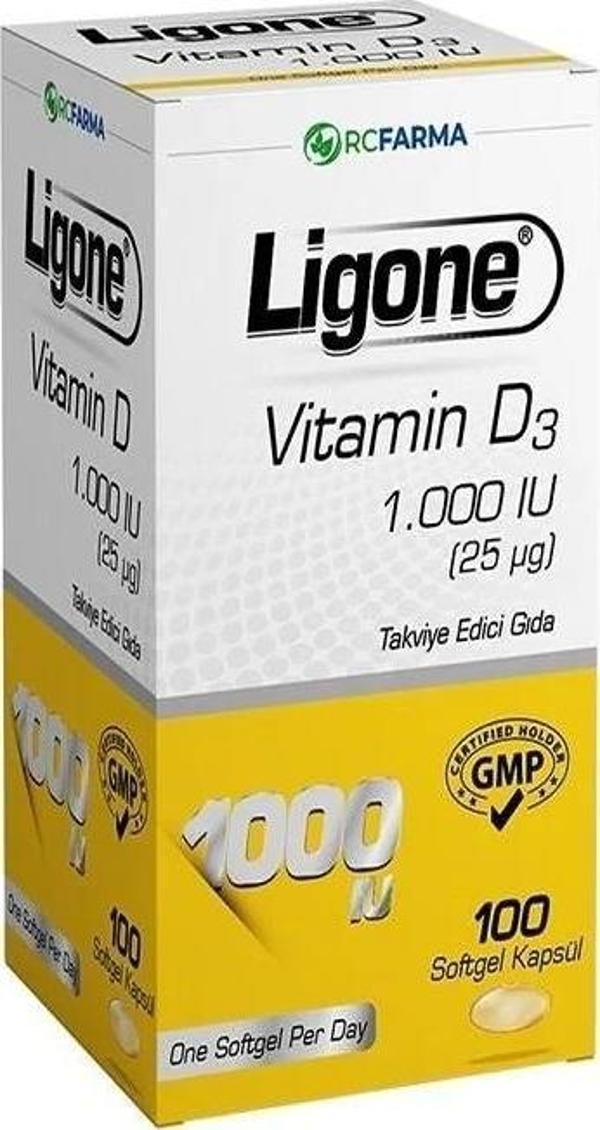Ligone Vitamin D3 1000IU Softgel 100 Kapsül - Image 1