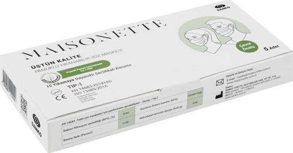 Maisonette Yıkanabilir Pamuklu Yüz Maskesi 5 Li Paket - Image 1