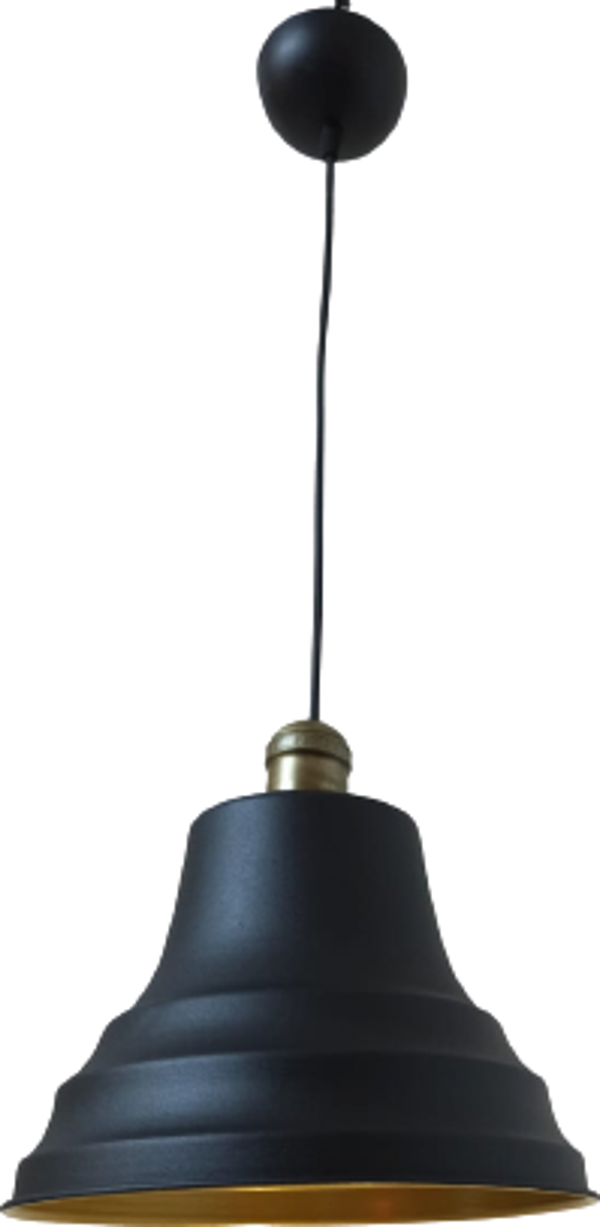Rys Retro Metal Eskitme Duylu Siyah içi Gold Tekli Sarkıt Avize Çap.27 cm - Image 1