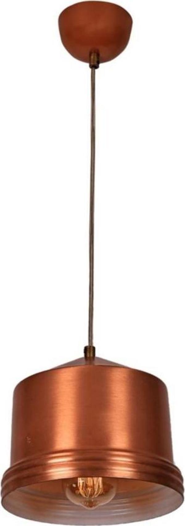 Rsylight Retro Metal Dekoratif Rustik Bakır Boyalı Tekli Sarkıt Avize Çap 20 cm - Image 1