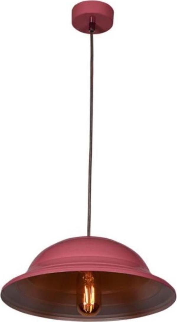  Rsylight Retro Metal Dekoratif Pembe içi Beyaz Rustik Tekli Sarkıt Avize Çap 30 cm - Image 1