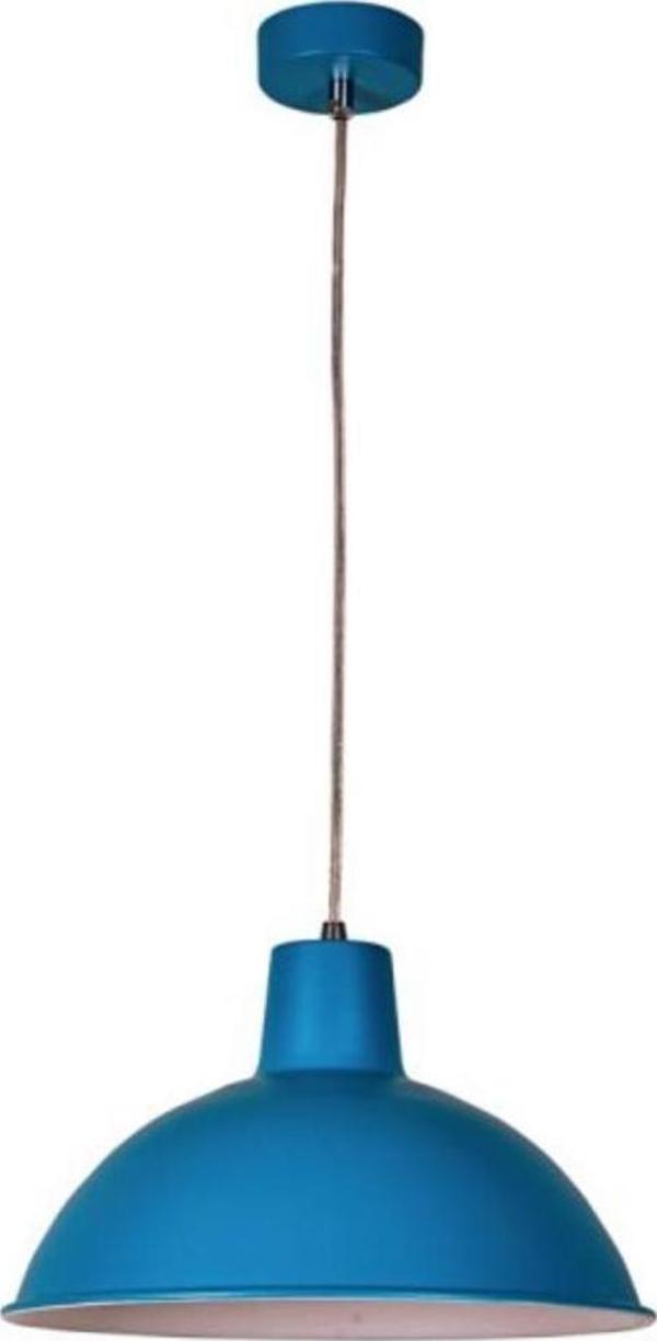  Rsylight Retro Metal Dekoratif Mavi içi Beyaz Rustik Tekli Sarkıt Avize Çap 30 cm - Image 1