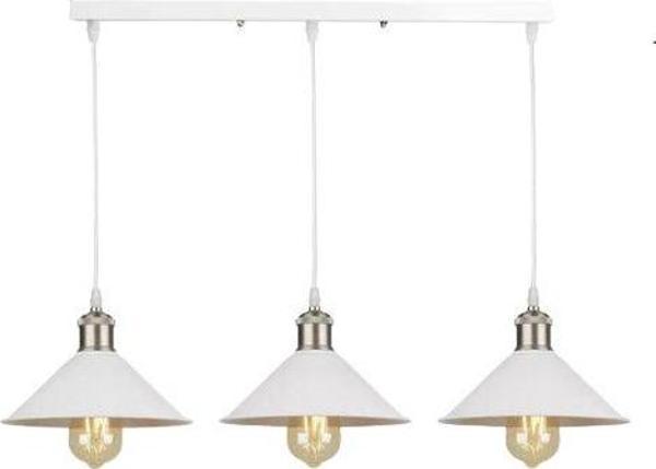 Rsylight Retro Dekoratif 3 lü Beyaz Rustik Metal Sarkıt Avize 60 Cm  - Image 1