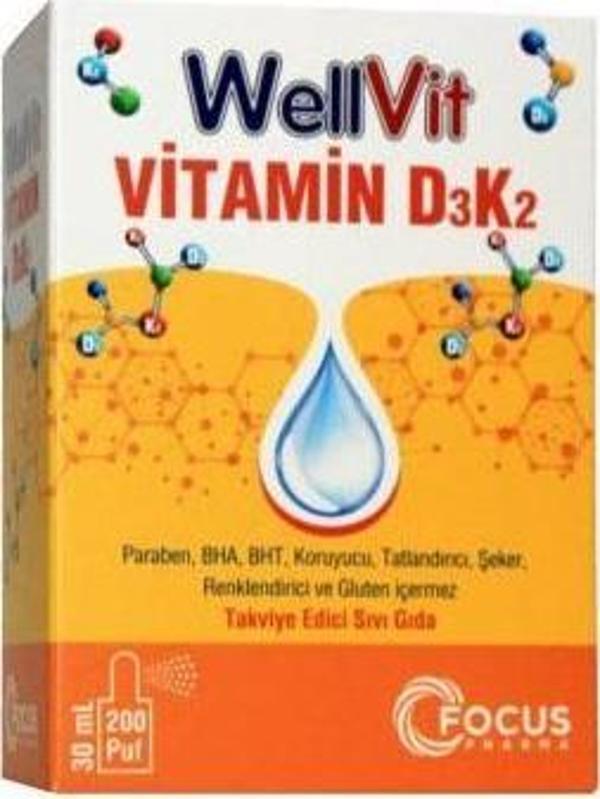 Wellvit D3K2 Vitamin D3 Ve Vitamin K2 Sprey 30Ml - Image 1