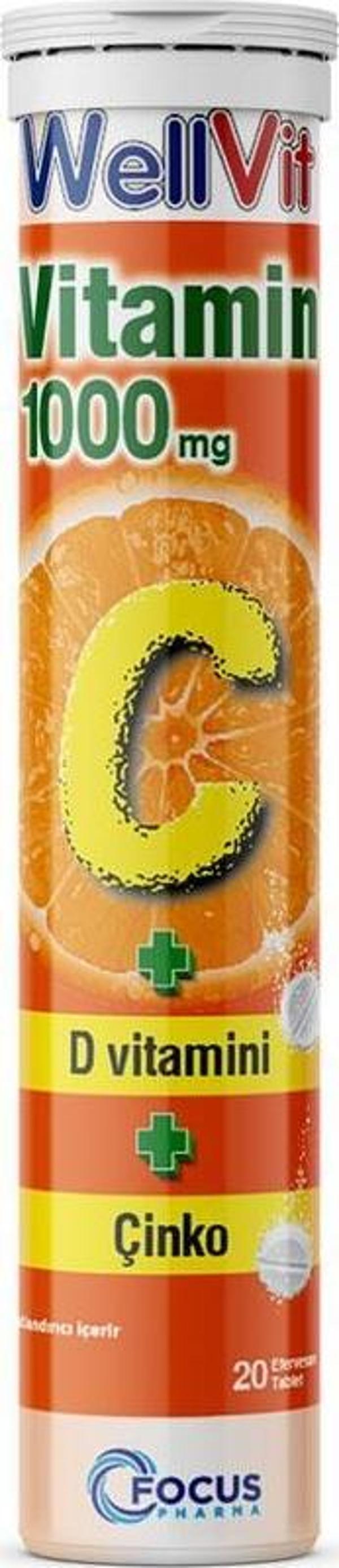 Wellvit Vitamin C Çinko Ve Vitamin D3 20 Efervesan Tablet - Image 1