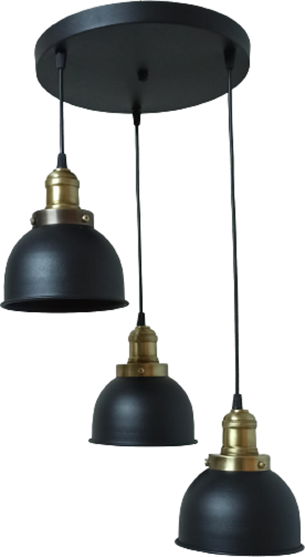 Rys Retro Metal Siyah 3 lü Eskitme Duylu Dekoratif Rustik Sarkıt Avize çap:30 cm - Image 1