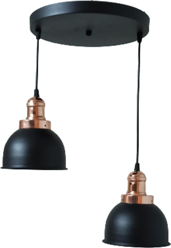 Rys Retro Metal 2 li Bakır Duylu Dekoratif Rustik Sarkıt Avize Çap :30 cm - Image 1