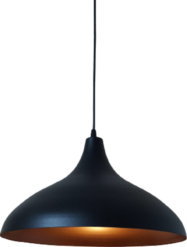 Rys Retro Metal Dekoratif Rustik Kafe Mutfak Aydınlatma Siyah içi Bakır Sarkıt Avize Çap:35 cm - Image 1
