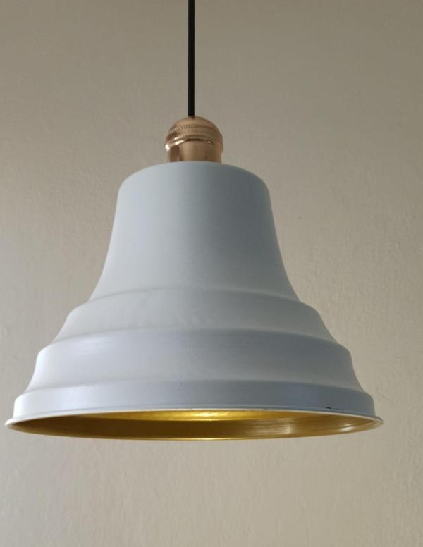 Rys Retro Metal Beyaz Gold Duylu Dekoratif Rustik Tekli Sarkıt Avize Çap:27 cm - Image 1