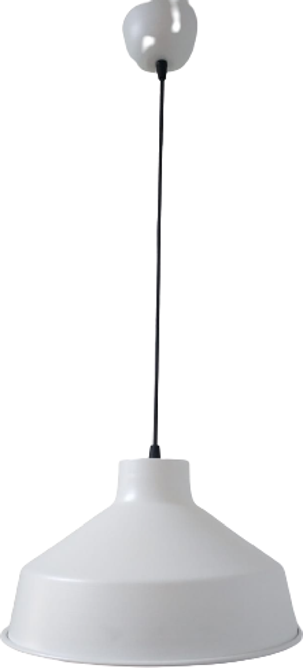 Rys Retro Metal Beyaz içi Beyaz Dekoratif Tekli Sarkıt Avize Çap:30 cm - Image 1