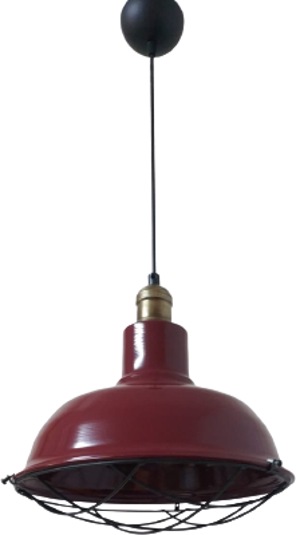 Rys Retro Metal Bordo Eskitme Duylu Dekoratif Kafesli Tekli Sarkıt Kafe Mutfak Aydınlatma Çap:30 cm - Image 1