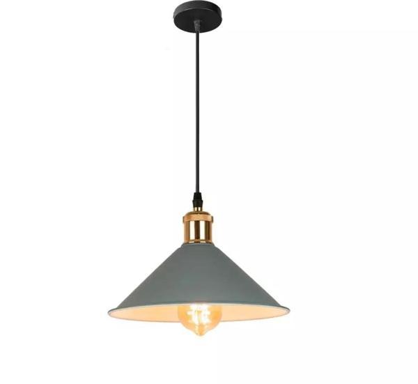 Rys Retro Metal Gri Tekli Sarkıt Kafe Mutfak Aydınlatma Çap.30 cm - Image 1