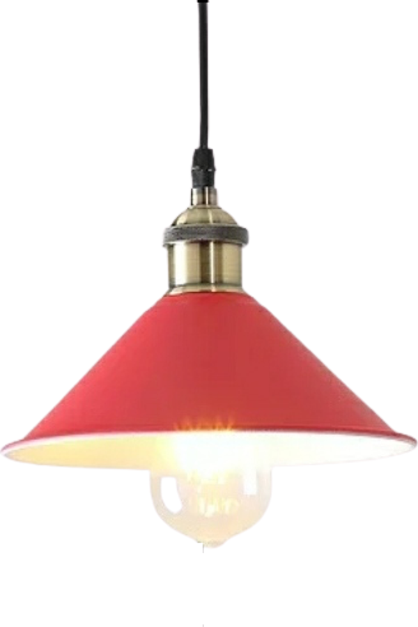 Rys Retro Metal Kırmızı Tekli Sarkıt Kafe Mutfak Aydınlatma Çap.30 cm - Image 1