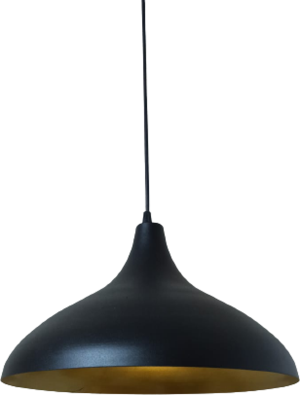 Rys Retro Metal Dekoratif Rustik Kafe Mutfak Aydınlatma Siyah içi Sarı Sarkıt Avize Çap:35 cm - Image 1