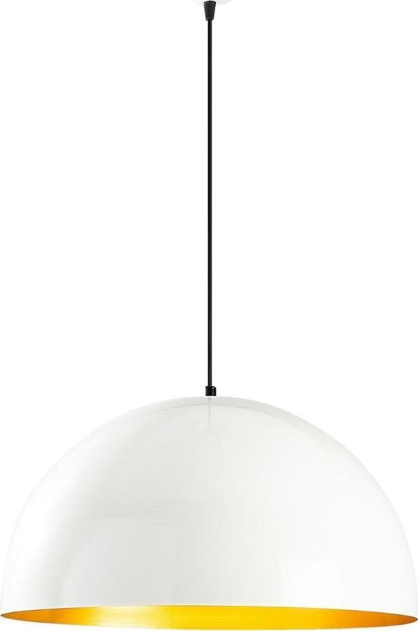 Rys  Retro Metal Dekotatif Beyaz İçi Gold Dekoratif Tekli Saklıt Avize Çap:30 cm - Image 1