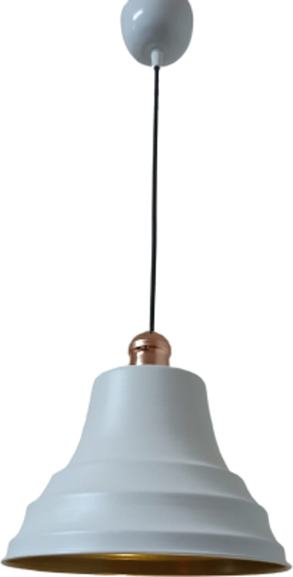 Rys Retro Metal Bakır Duylu Beyaz içi Gold Tekli Sarkıt Avize Çap.27 cm - Image 1