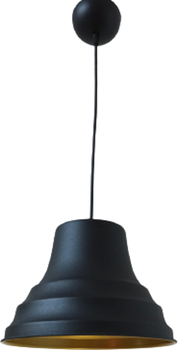 Rys  Retro Metal Dekoratif Sarkıt Avize Siyah İçi Gold Kafe Mutfak Aydınlatma  Çap:27 cm - Image 1