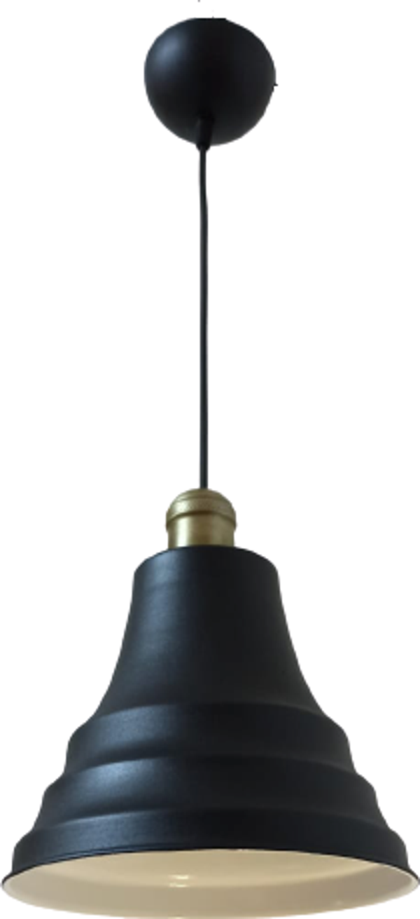 Rys Retro Metal Dekoratif Siyah İçi Beyaz Eskitme Duylu Cafe Mutfak Tekli Sarkıt Avize Çap:23 Cm - Image 1