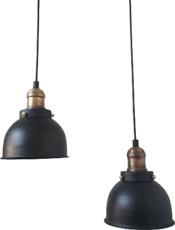 Rys Retro Metal Dekoratif 2 li Yuvarlak Dekoratif Sarkıt Avize Çap:30 cm - Image 1