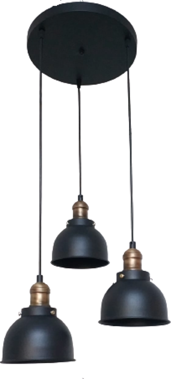 Retro Metal Dekoratif 3 Lü Siyah Rustik Avize çap:30 cm - Image 1
