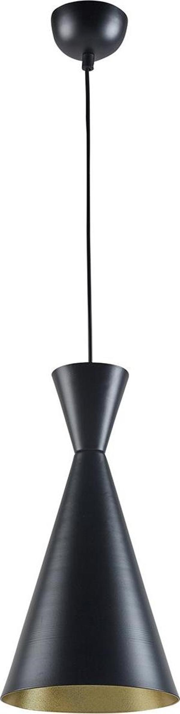 Retro Metal Sarkıt Avize Siyah Içi Sarı Rustik Tekli  - Image 1