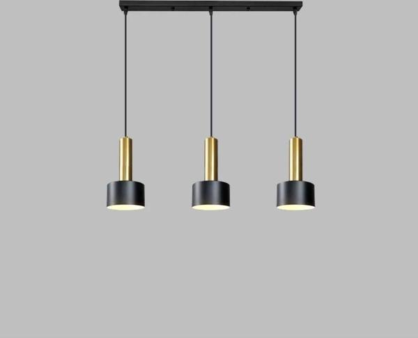 Dylight Retro Metal 3 Lü Masa Üstü Siyah Gold Dekoratif Rustik Sarkıt Avize Genişlik:60 cm - Image 1