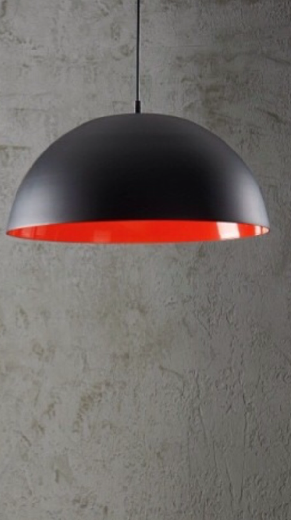 Retro Parlak Siyah Içi Kırmızı Metal Sarkıt Avize 40 Cm - Image 1