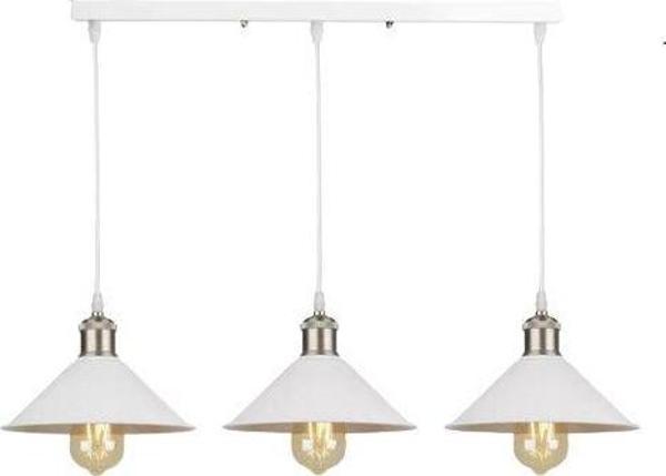 Dylight Retro Dekoratif 3 lü Beyaz Rustik Metal Sarkıt Avize 60 Cm - Image 1